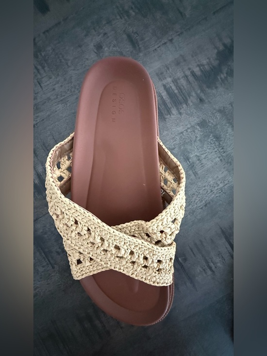Crochet Crossband Slide Sandals in Tan by main image 4